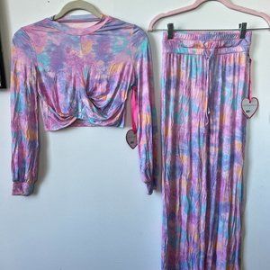 LoveShackFancy x Beach Riot Rainbow Tie Dye Lounge Set
